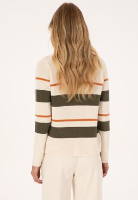 Kadın Krem Melanj Polo Yaka Kazak - 50308850026