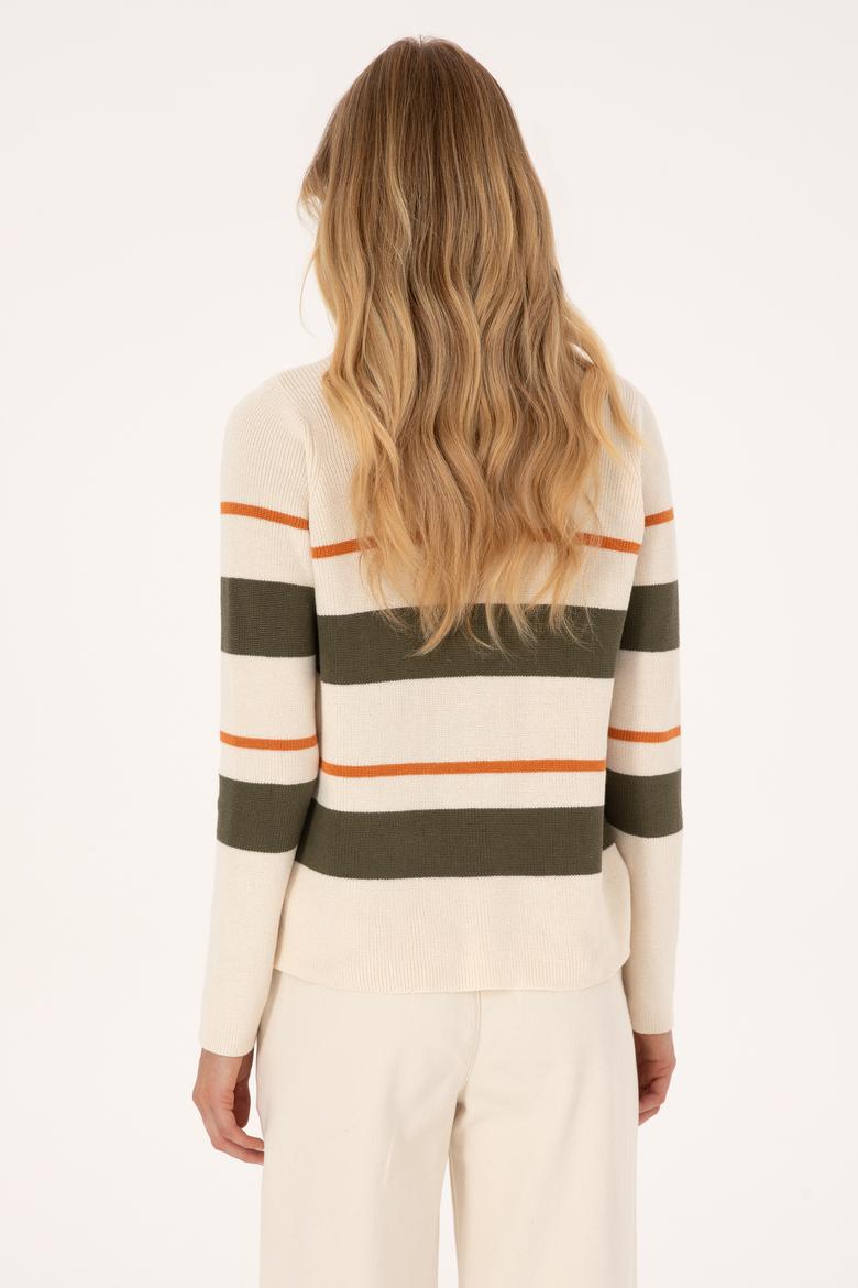 Kadın Krem Melanj Polo Yaka Kazak - 50308850026