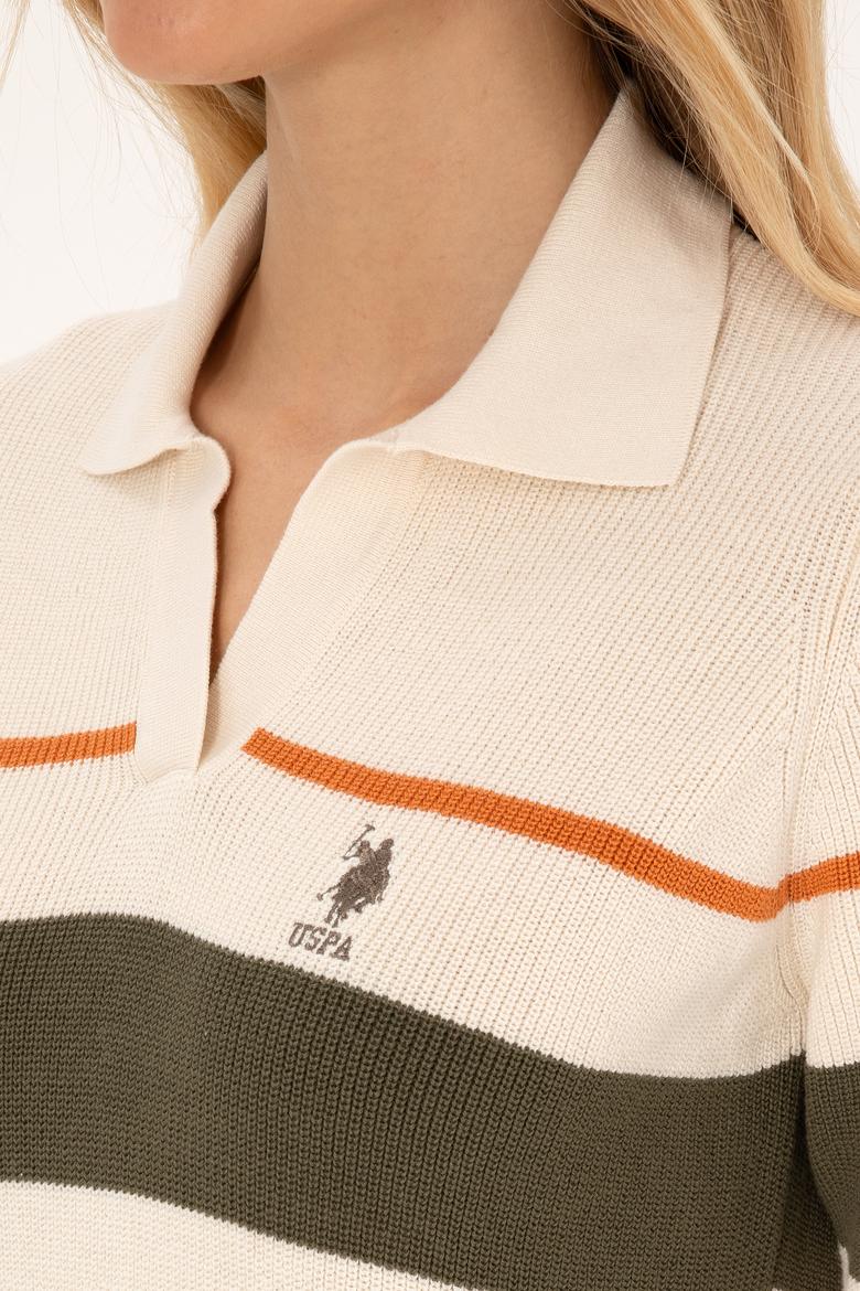 Kadın Krem Melanj Polo Yaka Kazak - 50308850026