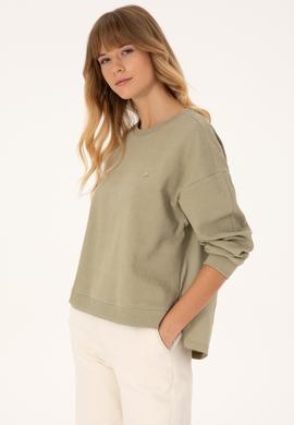 Kadın Açık Haki Bisiklet Yaka Sweatshirt - 50309454008