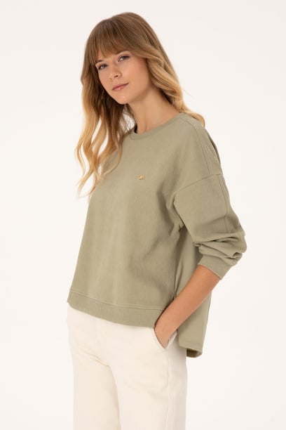 Kadın Açık Haki Bisiklet Yaka Sweatshirt