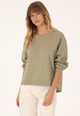 Kadın Açık Haki Bisiklet Yaka Sweatshirt - 50309454008