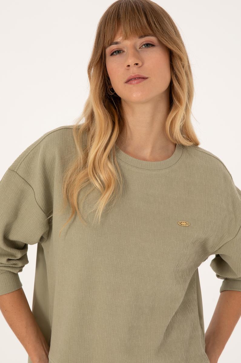 Kadın Açık Haki Bisiklet Yaka Sweatshirt