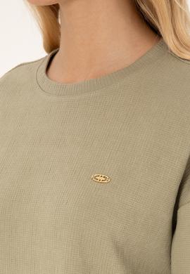 Kadın Açık Haki Bisiklet Yaka Sweatshirt - 50309454008