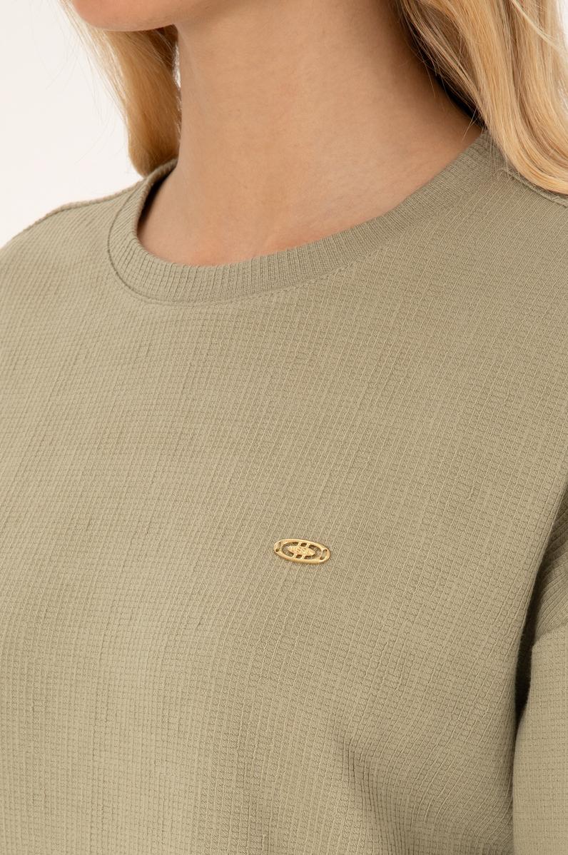 Kadın Açık Haki Bisiklet Yaka Sweatshirt