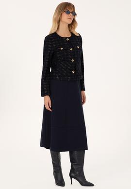 Kadın Lacivert Dokuma Etek - 50310882011