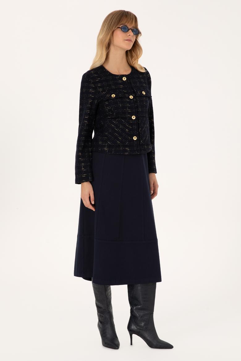 Kadın Lacivert Dokuma Etek - 50310882011
