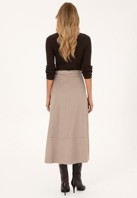 Kadın Koyu Bej Dokuma Etek - 50310882004