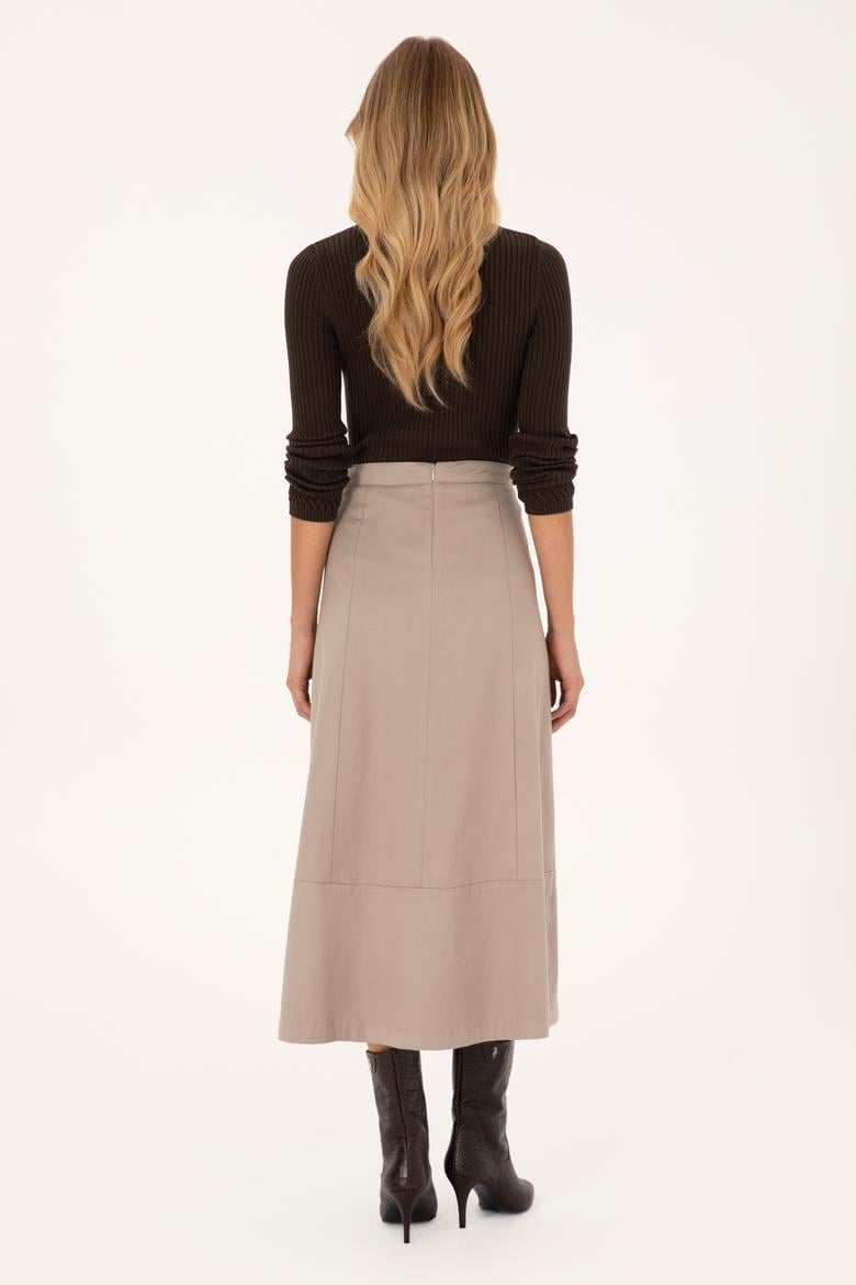 Kadın Koyu Bej Dokuma Etek - 50310882004