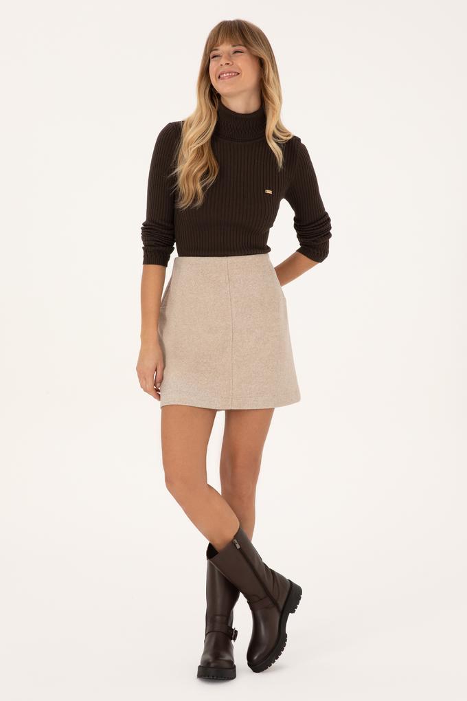 Kadın Camel Melanj Örme Etek