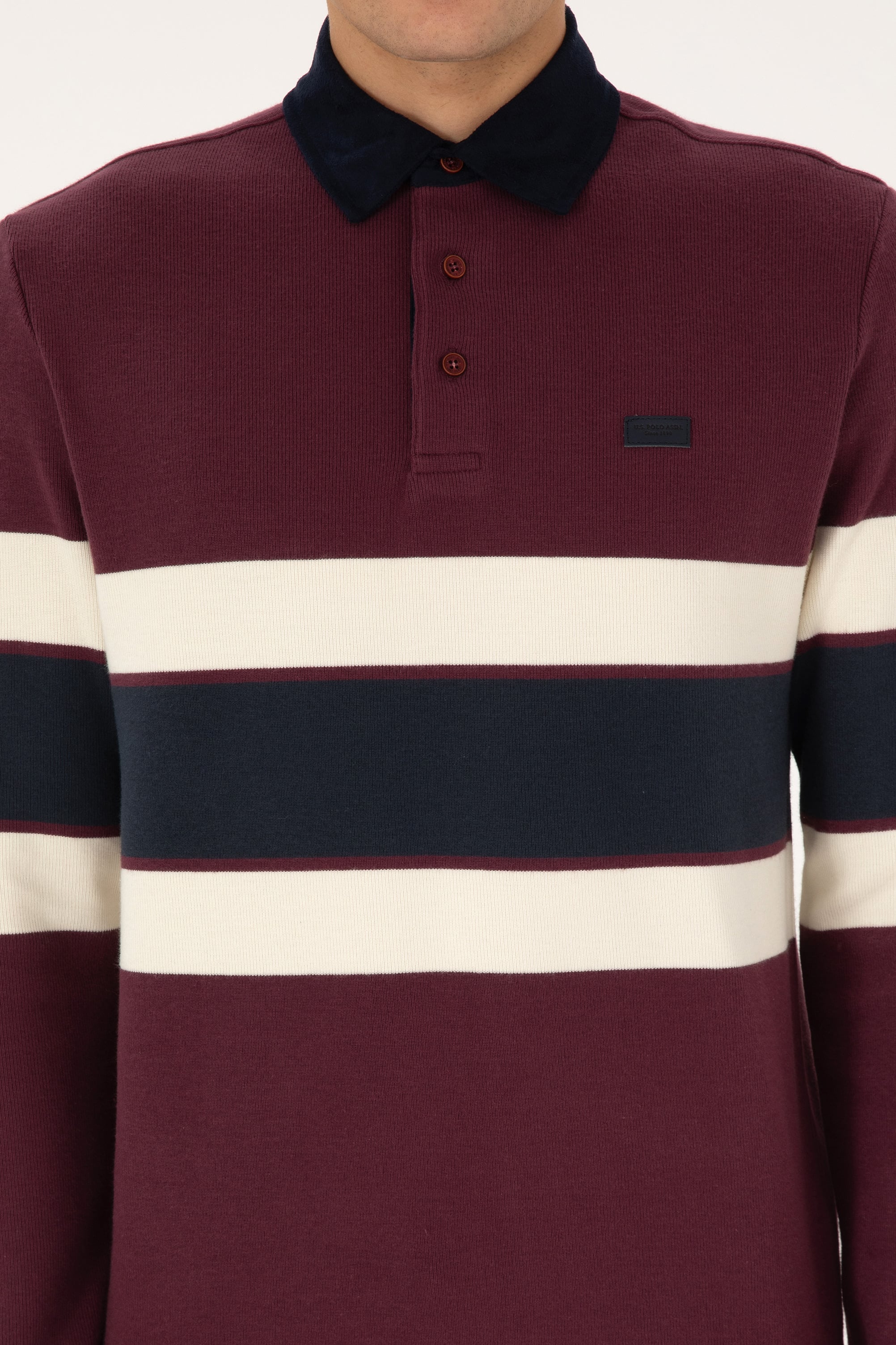 Erkek Regular Fit Bordo Polo Yaka Sweatshirt - Image 6
