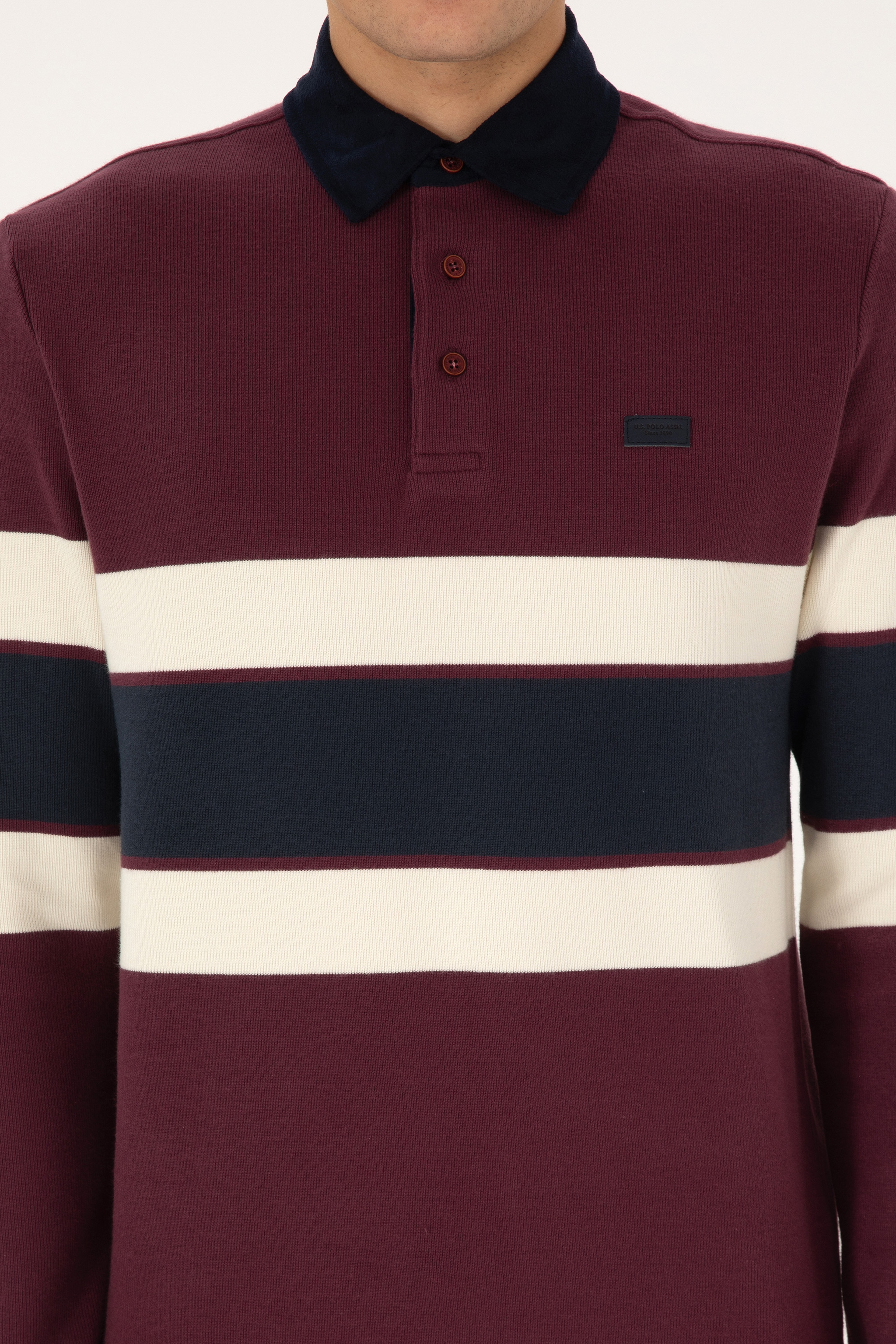 Erkek Regular Fit Bordo Polo Yaka Sweatshirt