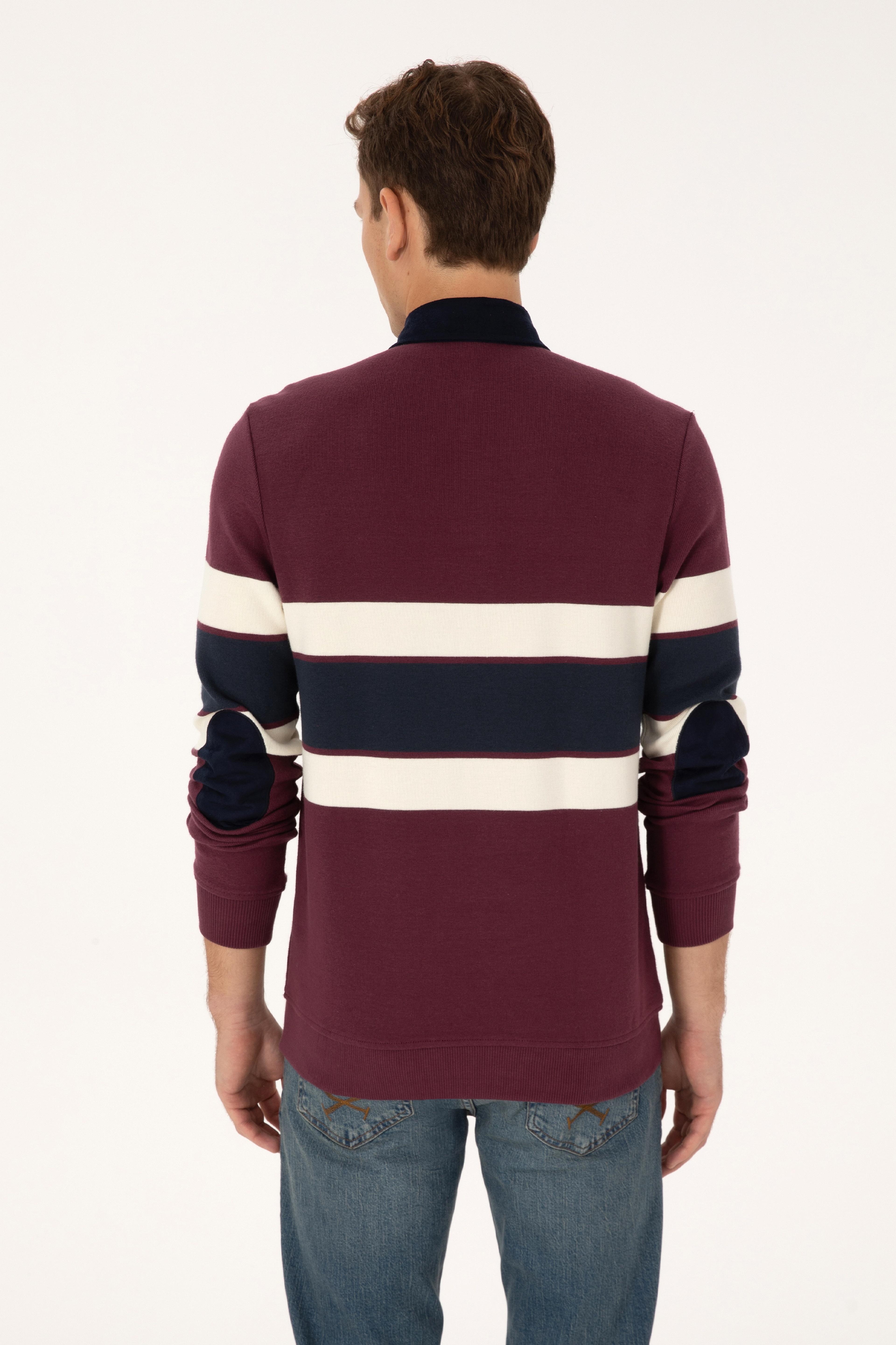 Erkek Regular Fit Bordo Polo Yaka Sweatshirt