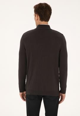 Erkek Regular Fit Düğmeli Yaka Antrasit Melanj Kazak - 50308915006