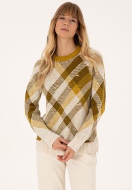 Kadın Krem Bisiklet Yaka Kazak - 50308923016