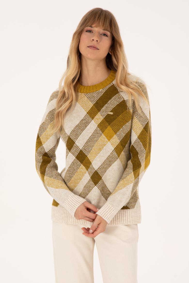 Kadın Krem Bisiklet Yaka Kazak