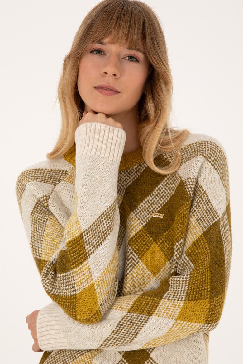 Kadın Krem Bisiklet Yaka Kazak - 50308923016