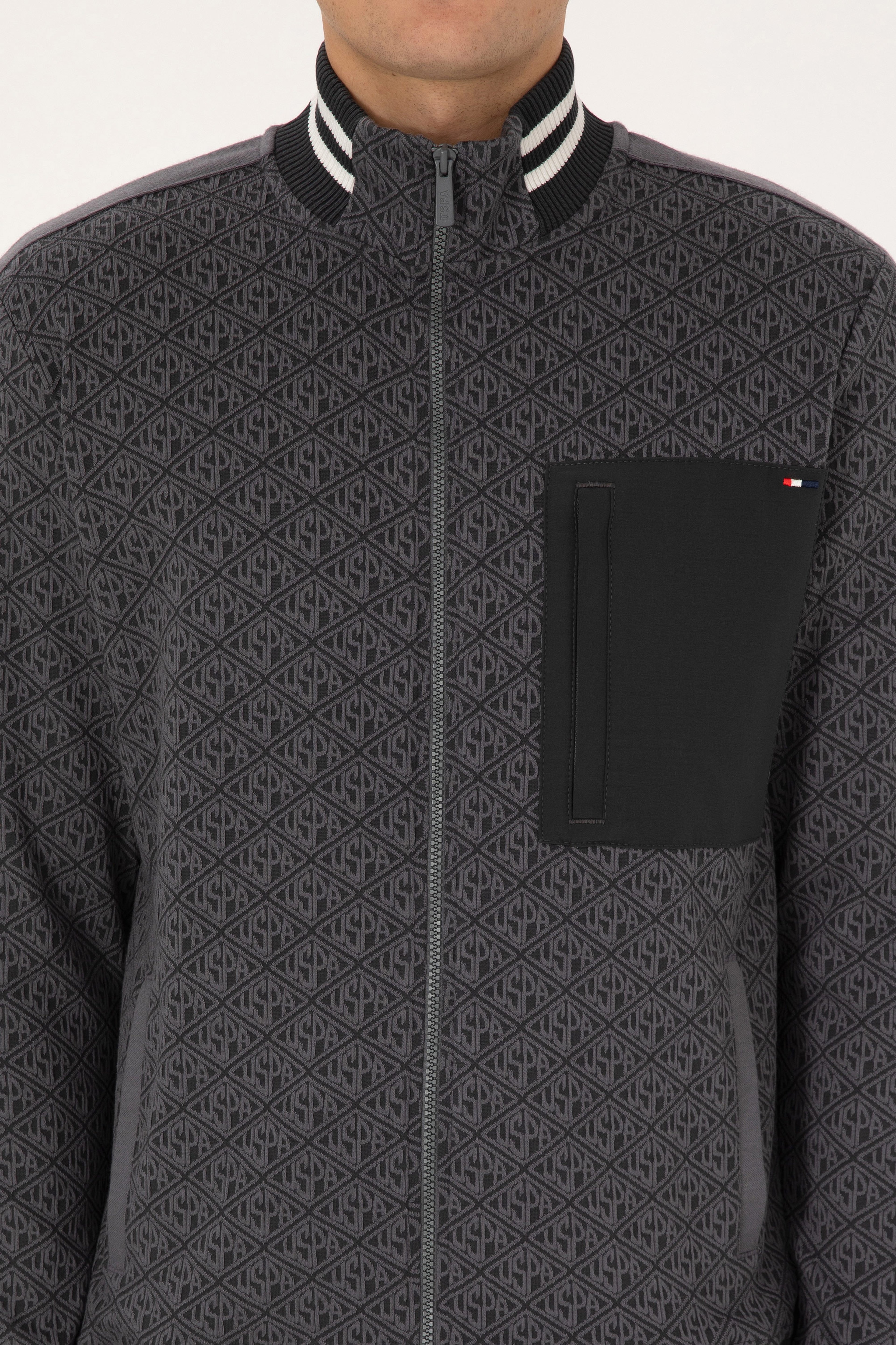 Erkek Regular Fit Gri Fermuarlı Örme Hırka - Image 6