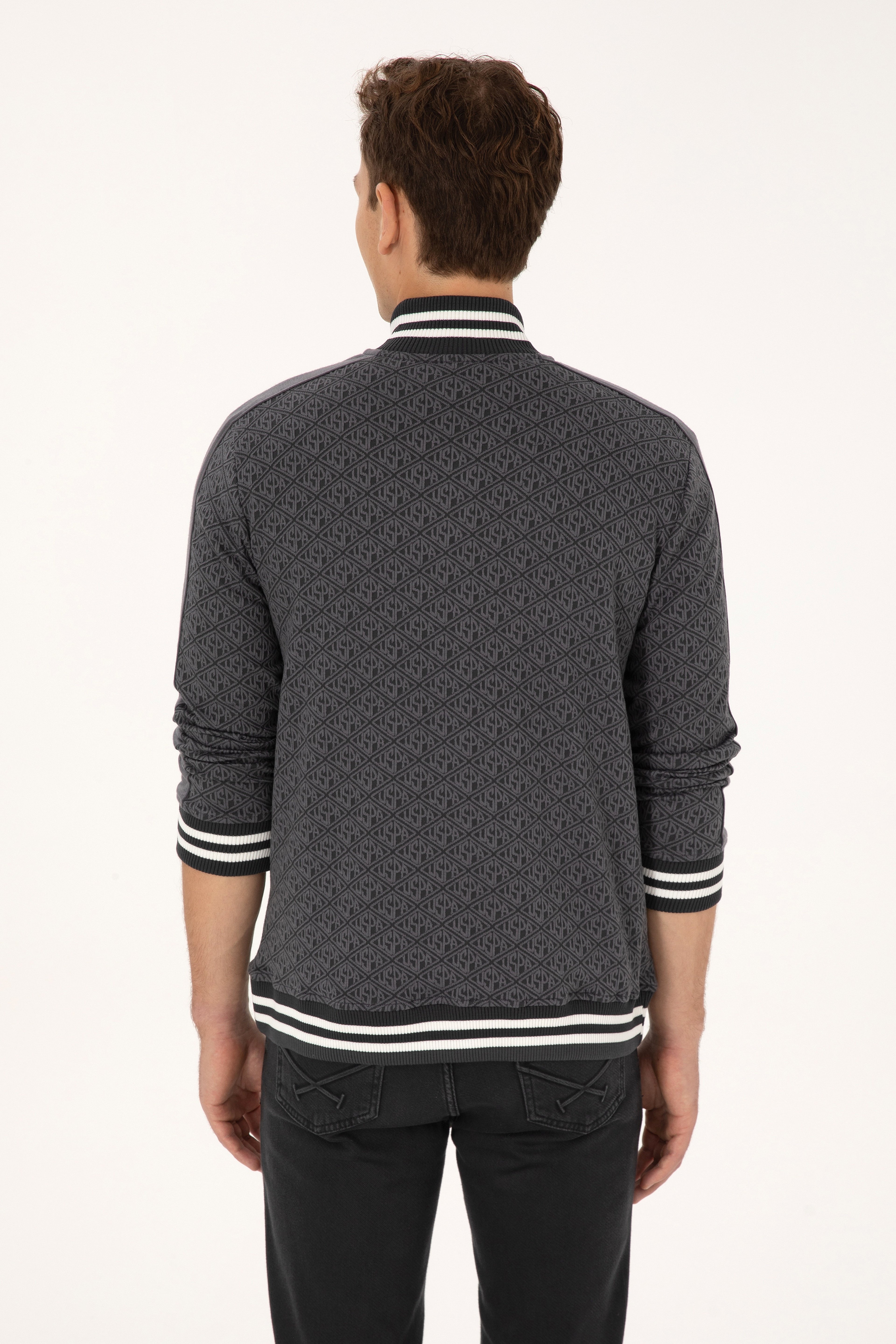 Erkek Regular Fit Gri Fermuarlı Örme Hırka - Image 5