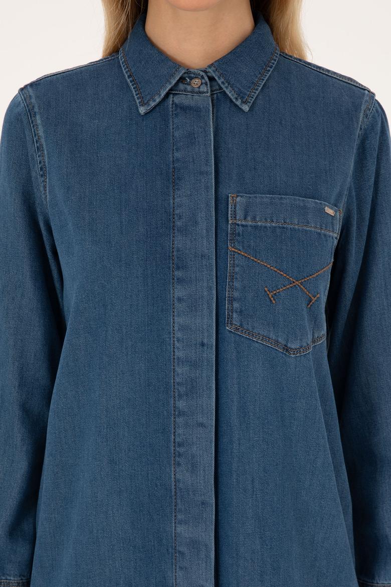 Kadın Mavi Jean Elbise - 50309329005