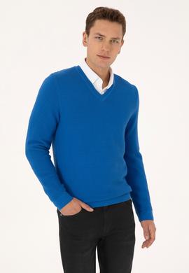 Erkek Regular Fit V Yaka Saks Kazak - 50315028053