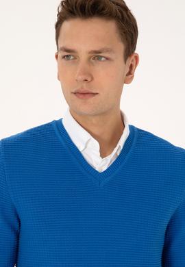 Erkek Regular Fit V Yaka Saks Kazak - 50315028053