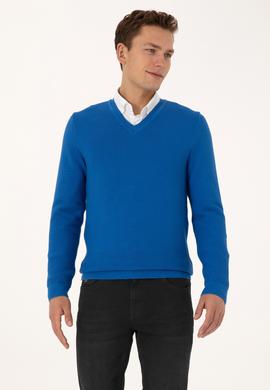 Erkek Regular Fit V Yaka Saks Kazak - 50315028053