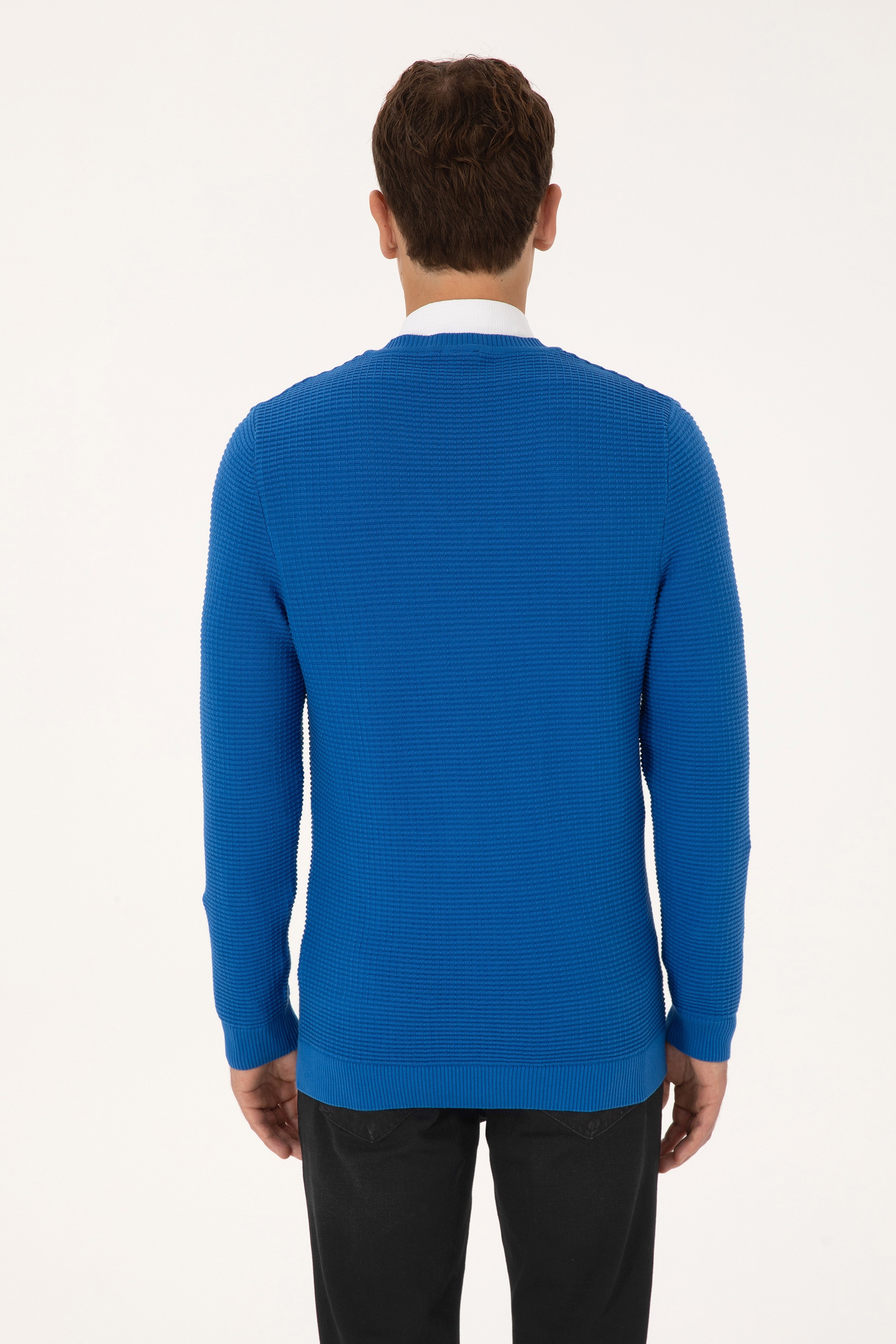 Erkek Regular Fit V Yaka Saks Kazak - Image 5