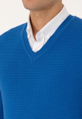 Erkek Regular Fit V Yaka Saks Kazak - 50315028053