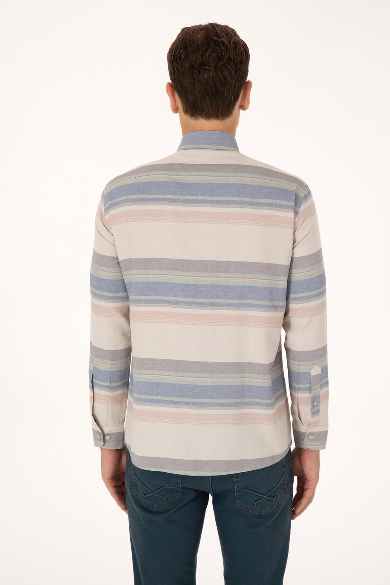 Erkek Taş Uzun Kollu Raporlu Gömlek - 50316648017
