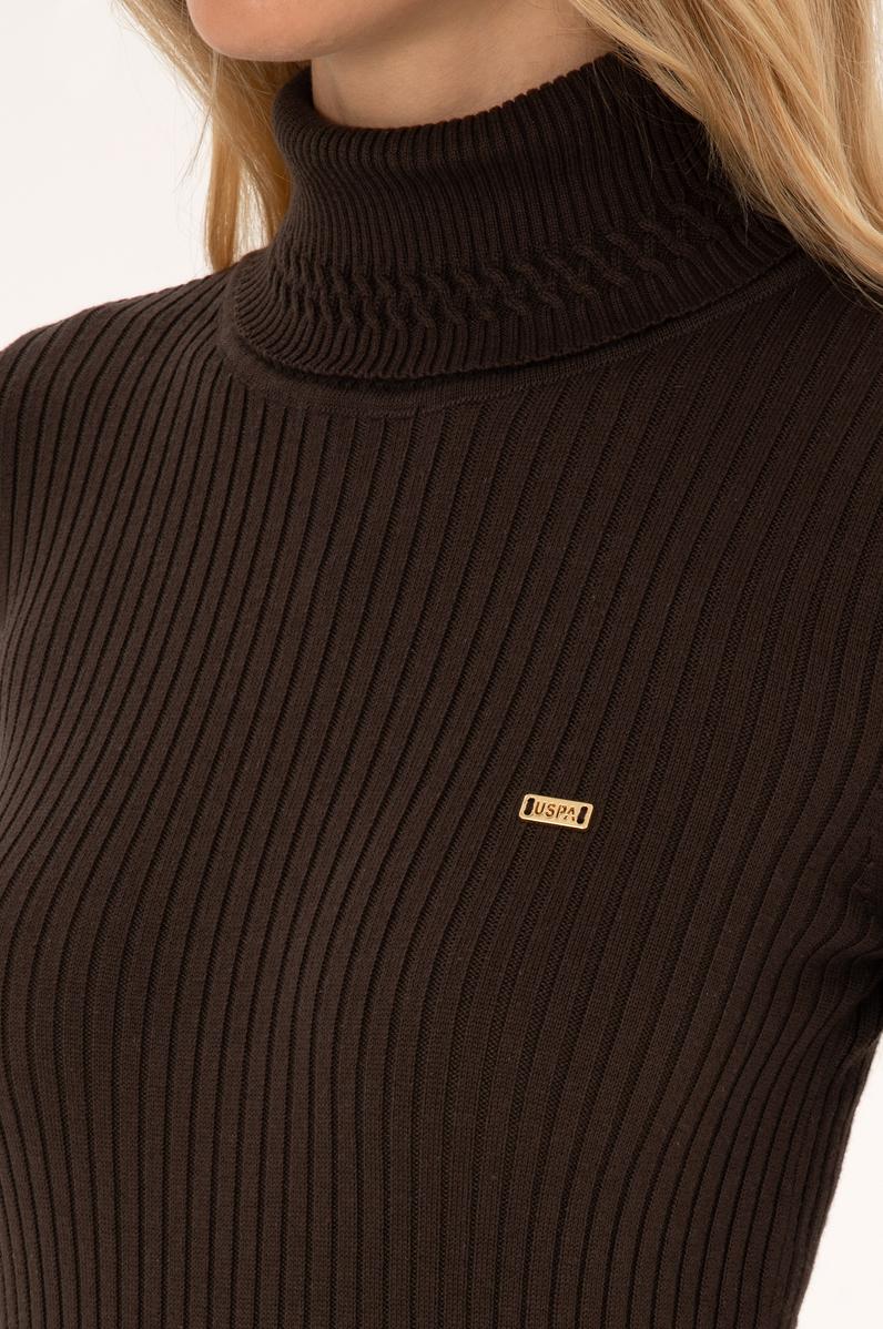 Kadın Koyu Kahverengi Boğazlı Kazak