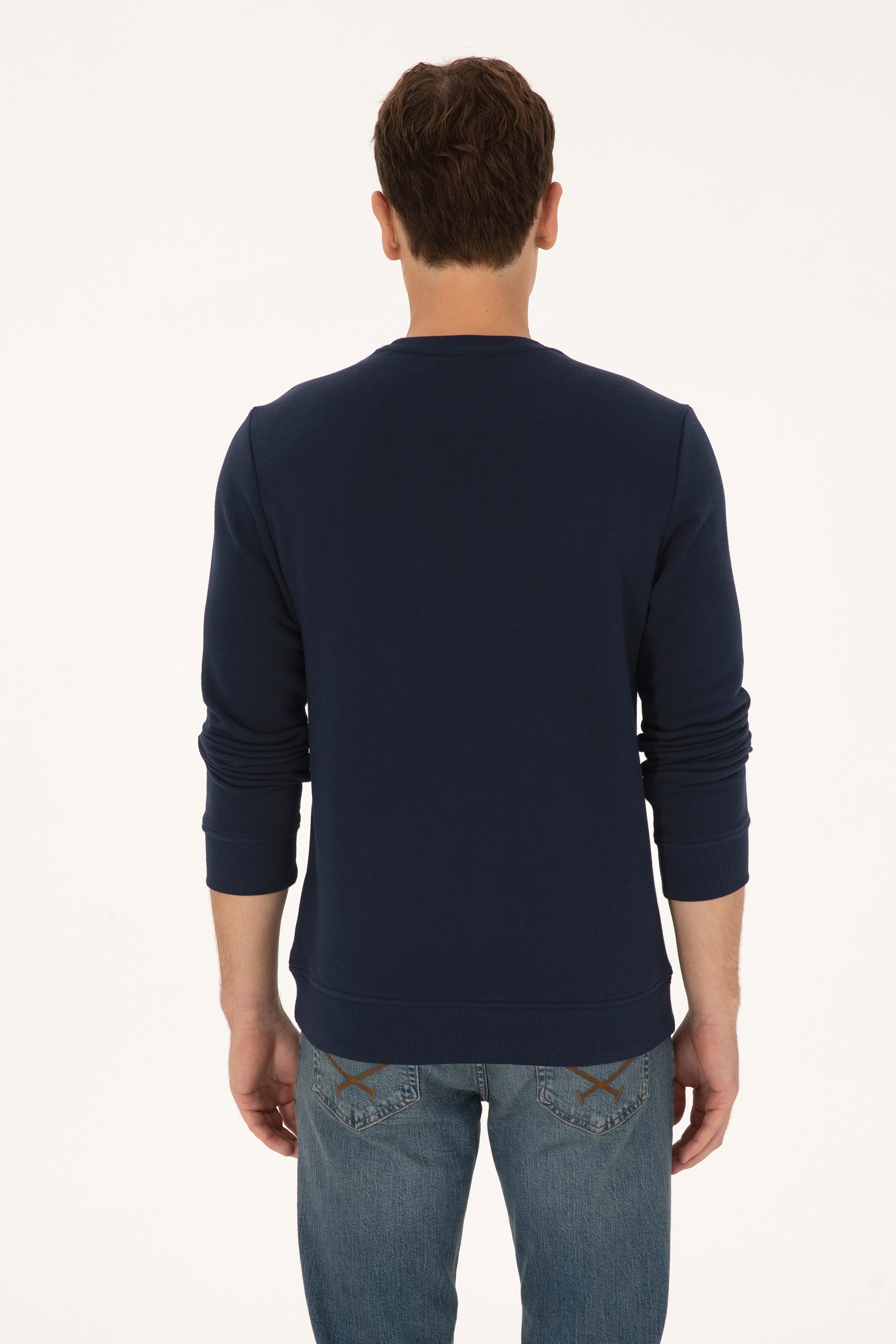Erkek Regular Fit Bisiklet Yaka Lacivert Sweatshirt - Image 5