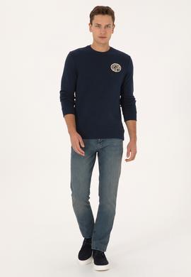Erkek Regular Fit Bisiklet Yaka Lacivert Sweatshirt - 50308717008