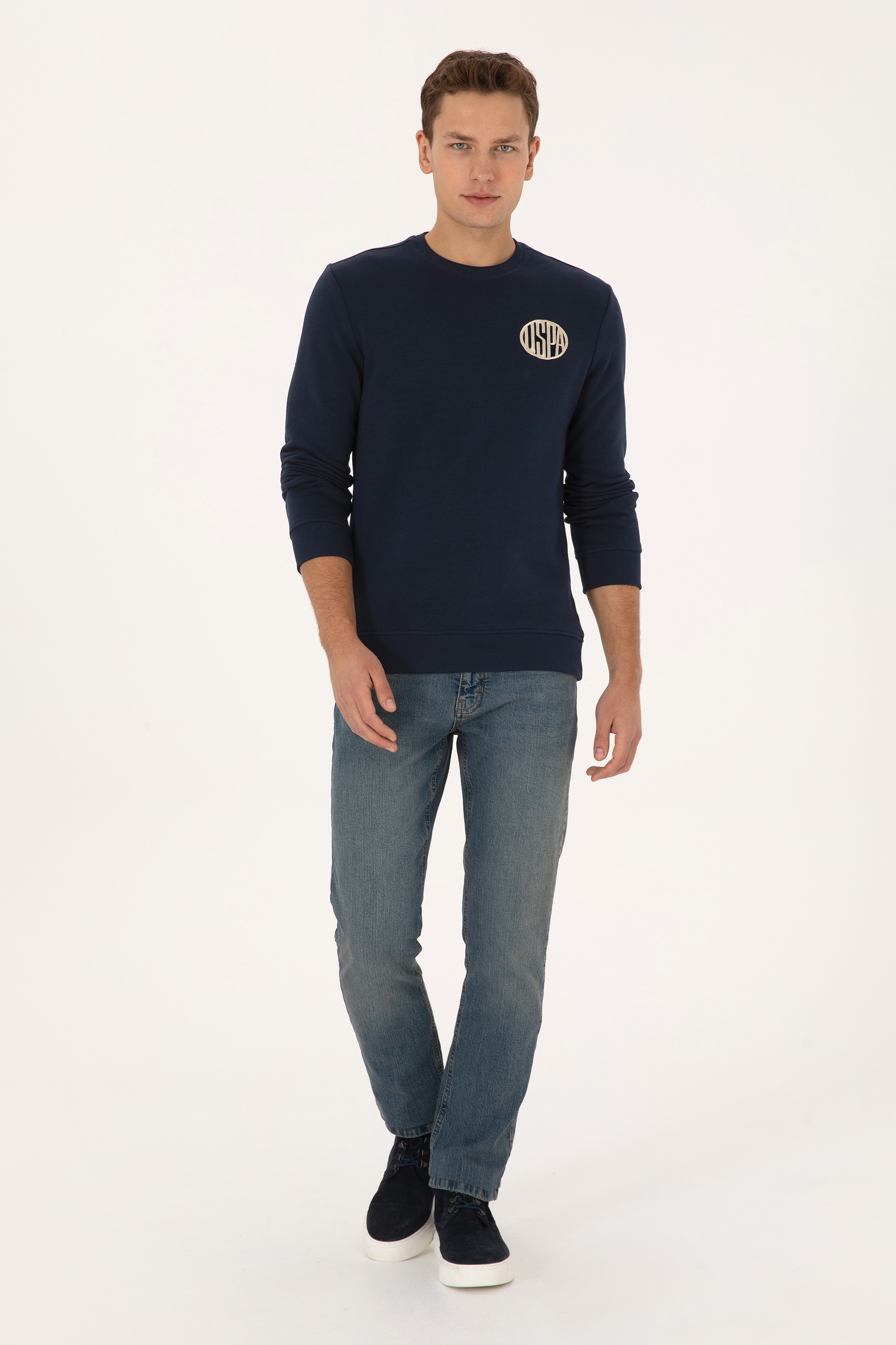 Erkek Regular Fit Bisiklet Yaka Lacivert Sweatshirt - Image 4