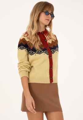 Kadın Beyaz Triko Hırka - 50310054006