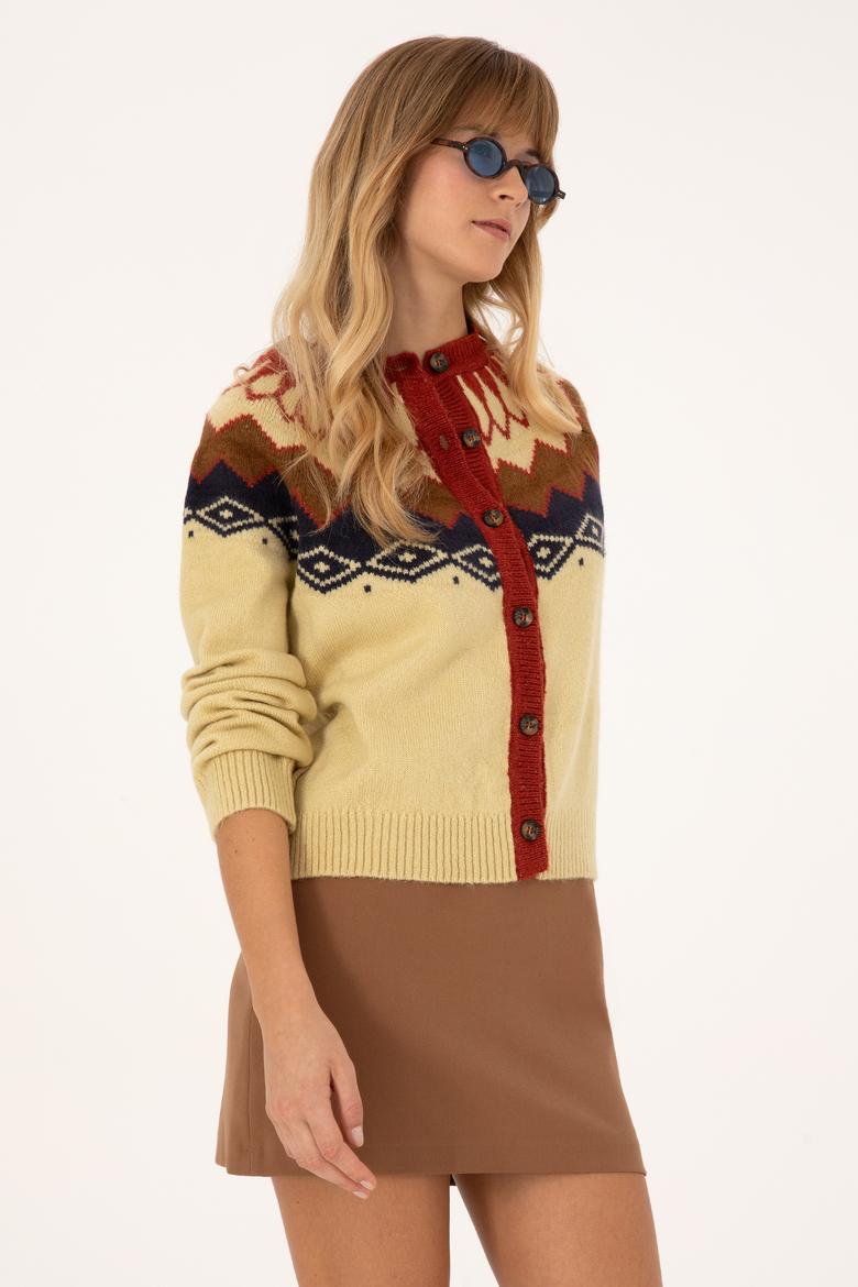 Kadın Beyaz Triko Hırka - 50310054006