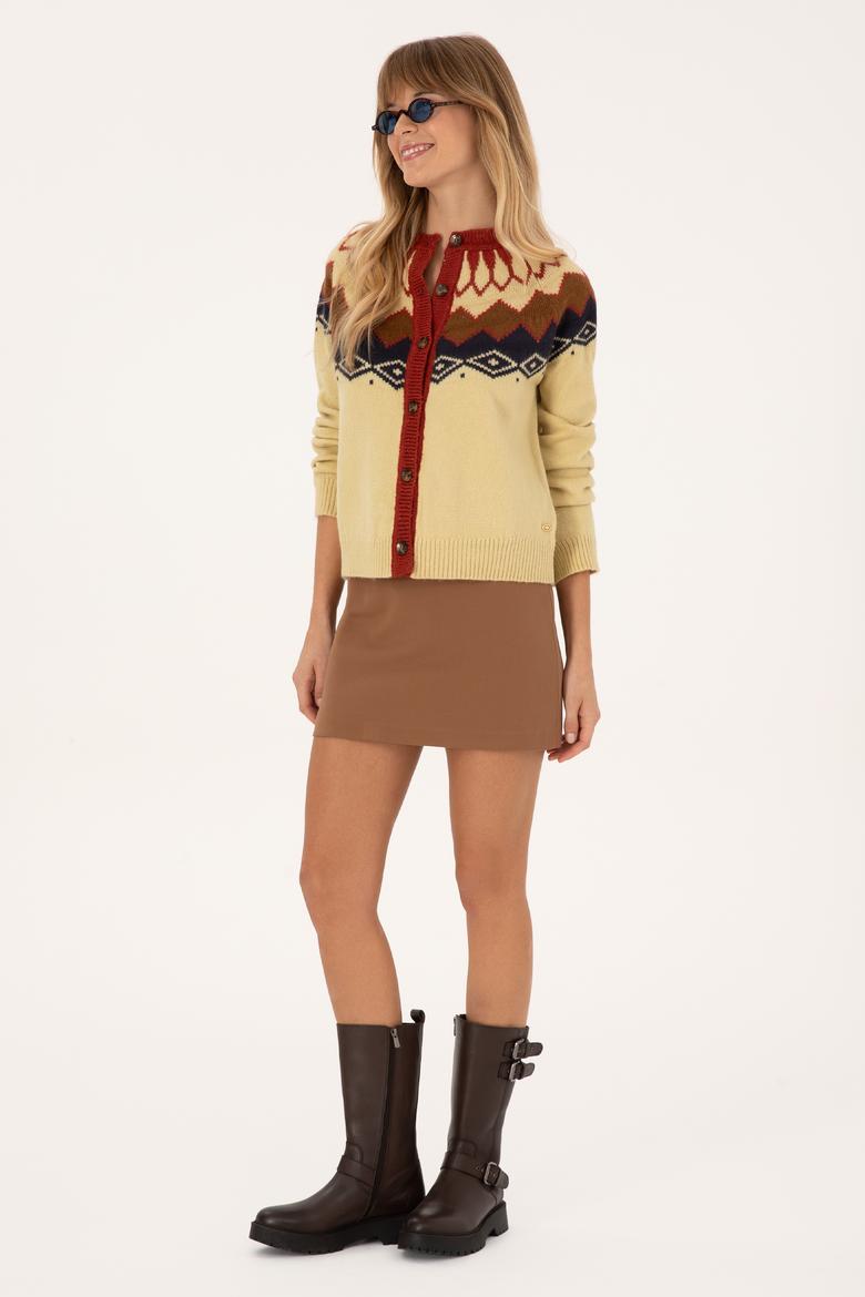 Kadın Beyaz Triko Hırka - 50310054006