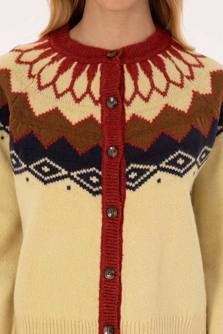 Kadın Beyaz Triko Hırka - 50310054006