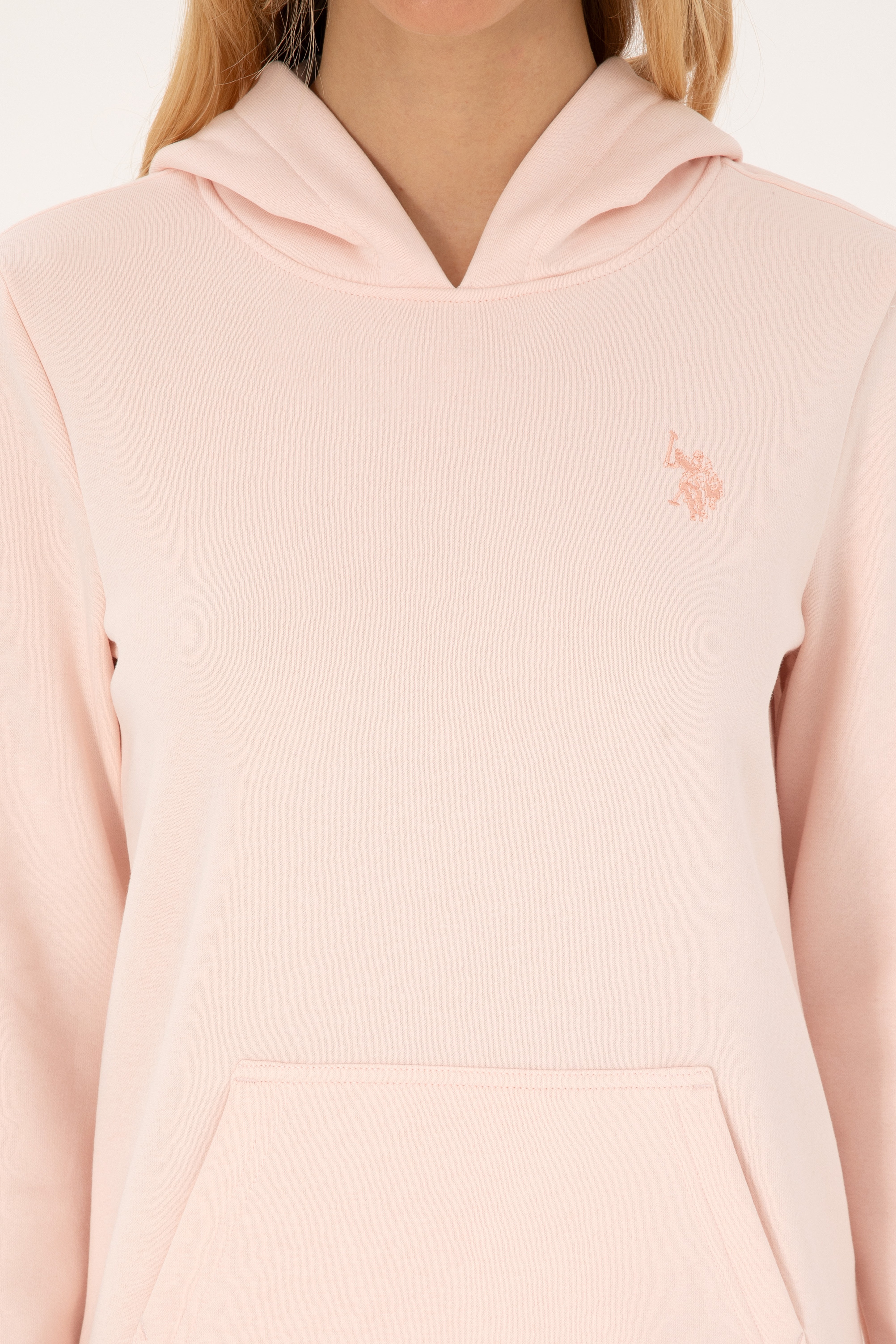 Kadın Açık Pembe Kapüşonlu Sweatshirt - Image 6