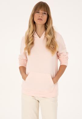 Kadın Açık Pembe Kapüşonlu Sweatshirt - 50320557007
