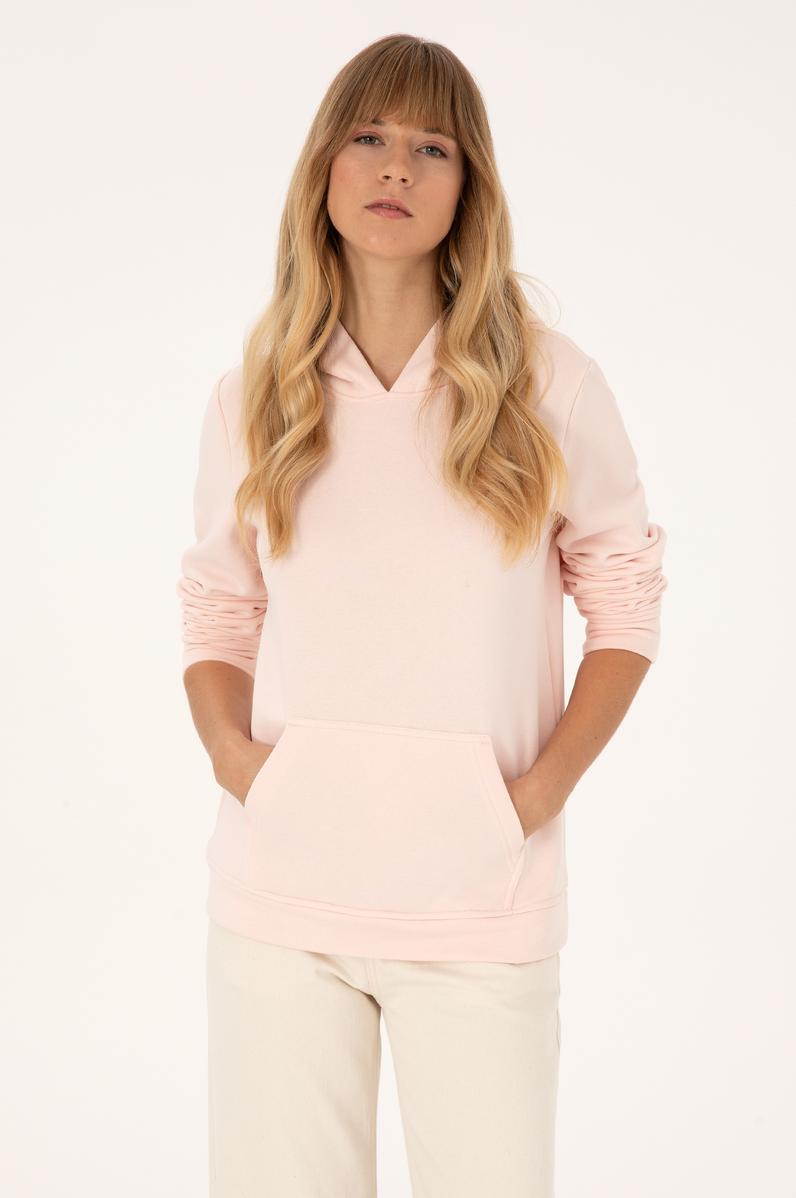 Kadın Açık Pembe Kapüşonlu Sweatshirt