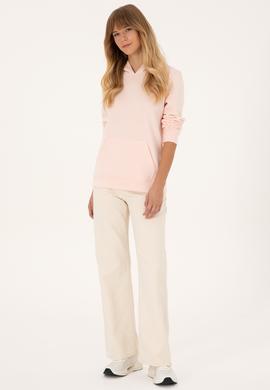 Kadın Açık Pembe Kapüşonlu Sweatshirt - 50320557007