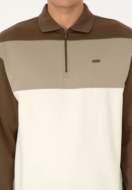 Erkek Comfort Fit Yarım Fermuarlı Haki Sweatshirt - 50315521033