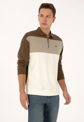 Erkek Comfort Fit Yarım Fermuarlı Haki Sweatshirt - 50315521033