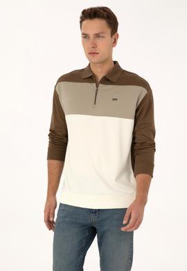 Erkek Comfort Fit Yarım Fermuarlı Haki Sweatshirt - 50315521033