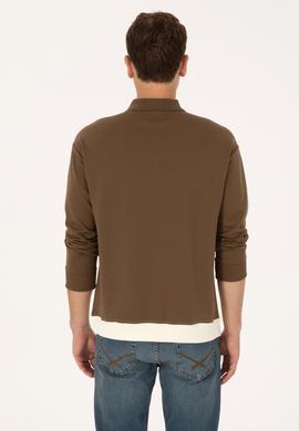Erkek Comfort Fit Yarım Fermuarlı Haki Sweatshirt - 50315521033