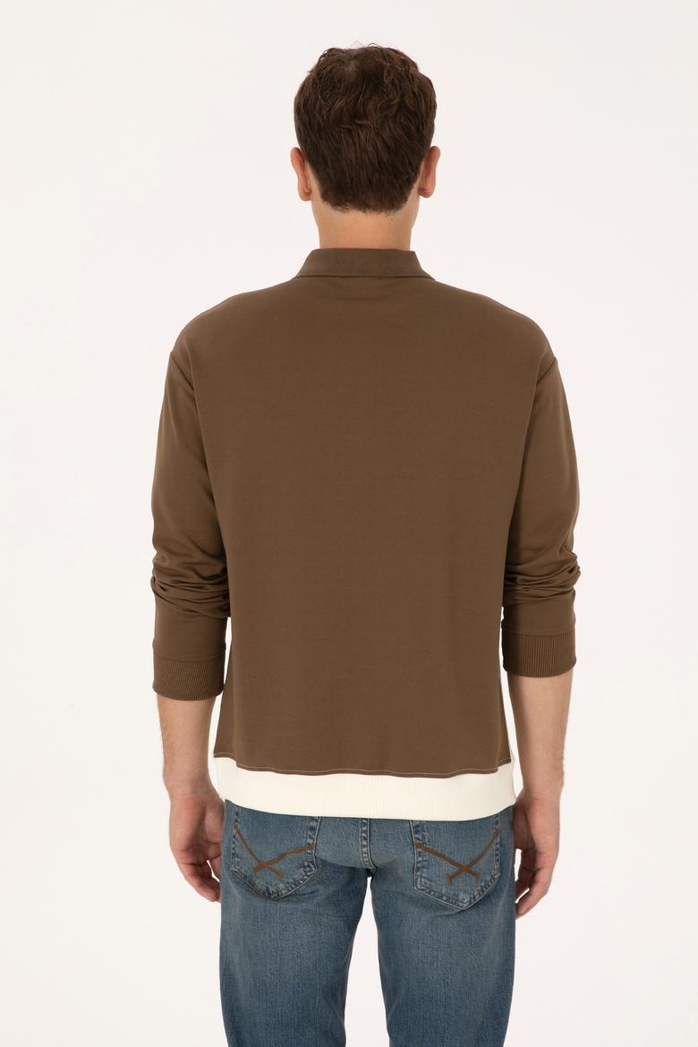 Erkek Comfort Fit Yarım Fermuarlı Haki Sweatshirt - 50315521033