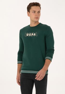 Erkek Regular Fit Bisiklet Yaka Koyu Yeşil Sweatshirt - 50316372016