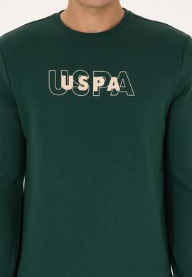 Erkek Regular Fit Bisiklet Yaka Koyu Yeşil Sweatshirt - 50316372016