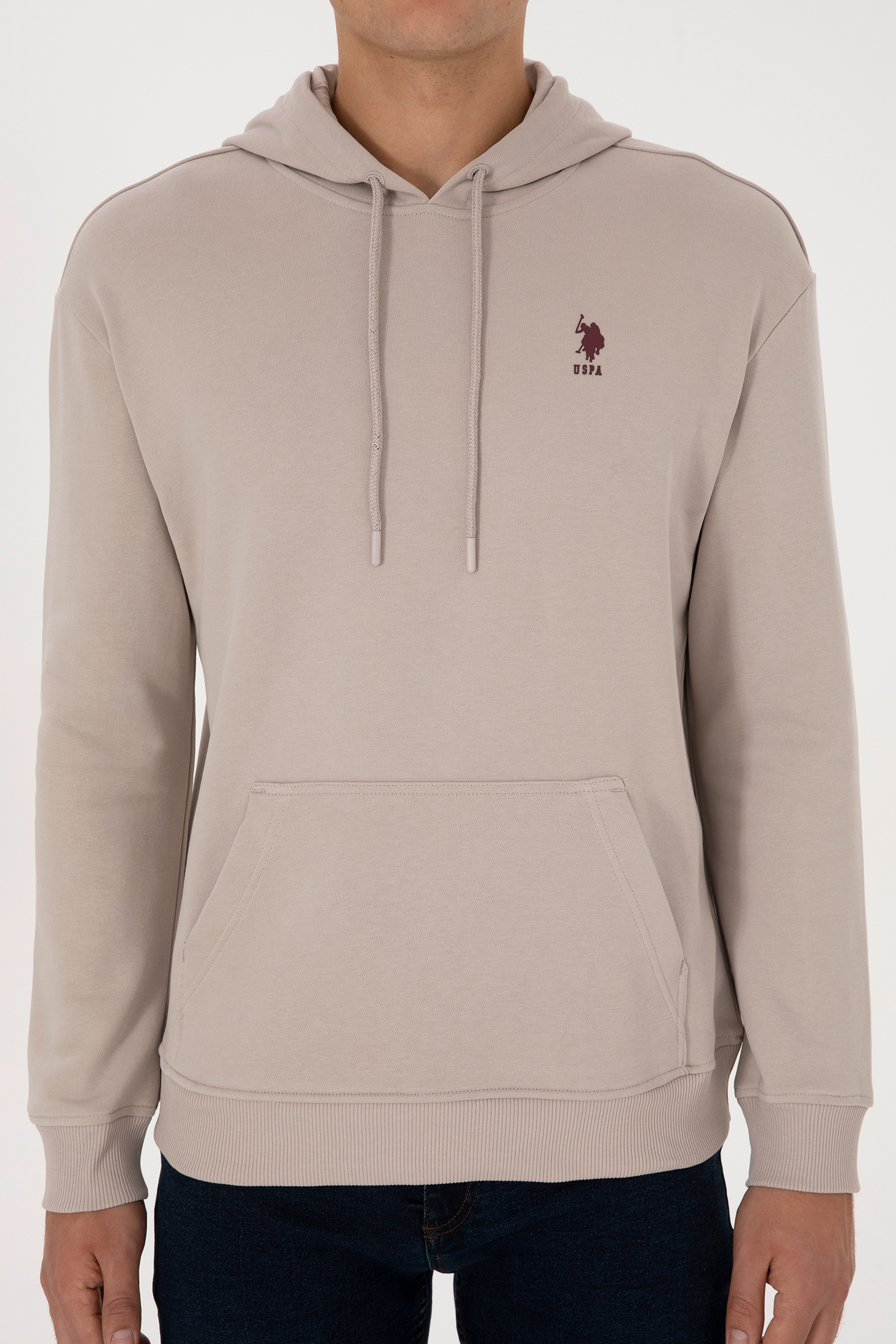 Erkek Comfort Fit Kapüşonlu Taş Basic Sweatshirt - Image 6